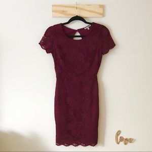 Charlotte Russe Burgundy Lace Bodycon Mini Dress